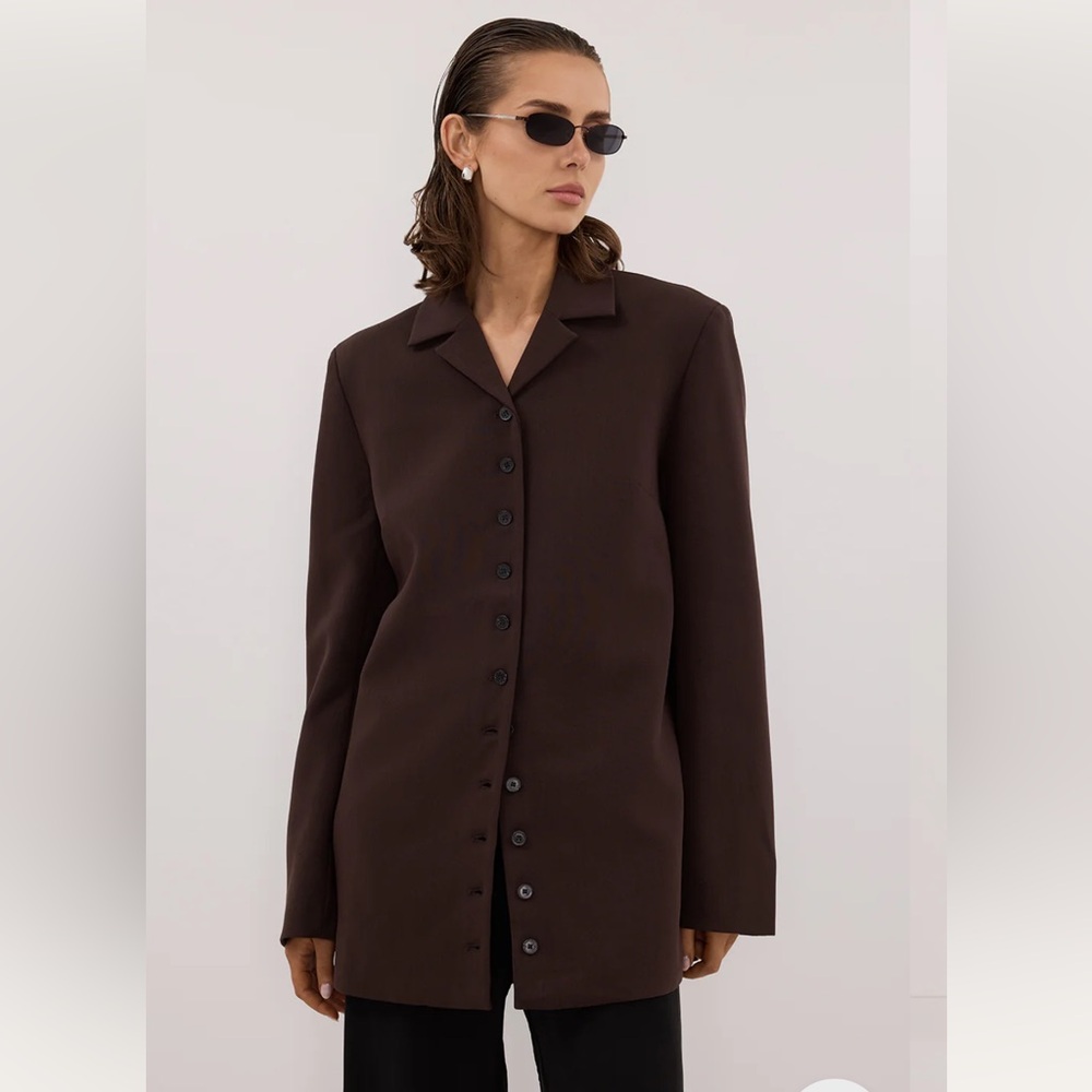 DISSH Chocolate Brown Button-Front Ryker Blazer size 4